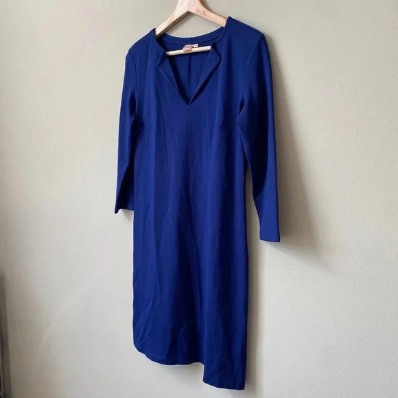Persifor Women's XS 3/4 Sleeve Solid Tyler V-Neck Sheath Shift Knit Dress Blue - Picture 9 of 16